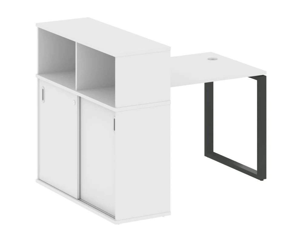 Стол письменный на О-образном м/к с опорным шкафом-купе 141x112x109,8 Метал Систем / Metal System