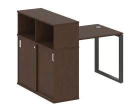 Стол письменный на О-образном м/к с опорным шкафом-купе 141x112x109,8 Метал Систем / Metal System images