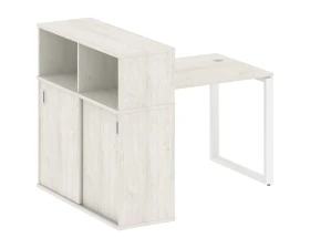 Стол письменный на О-образном м/к с опорным шкафом-купе 141x112x109,8 Метал Систем / Metal System images