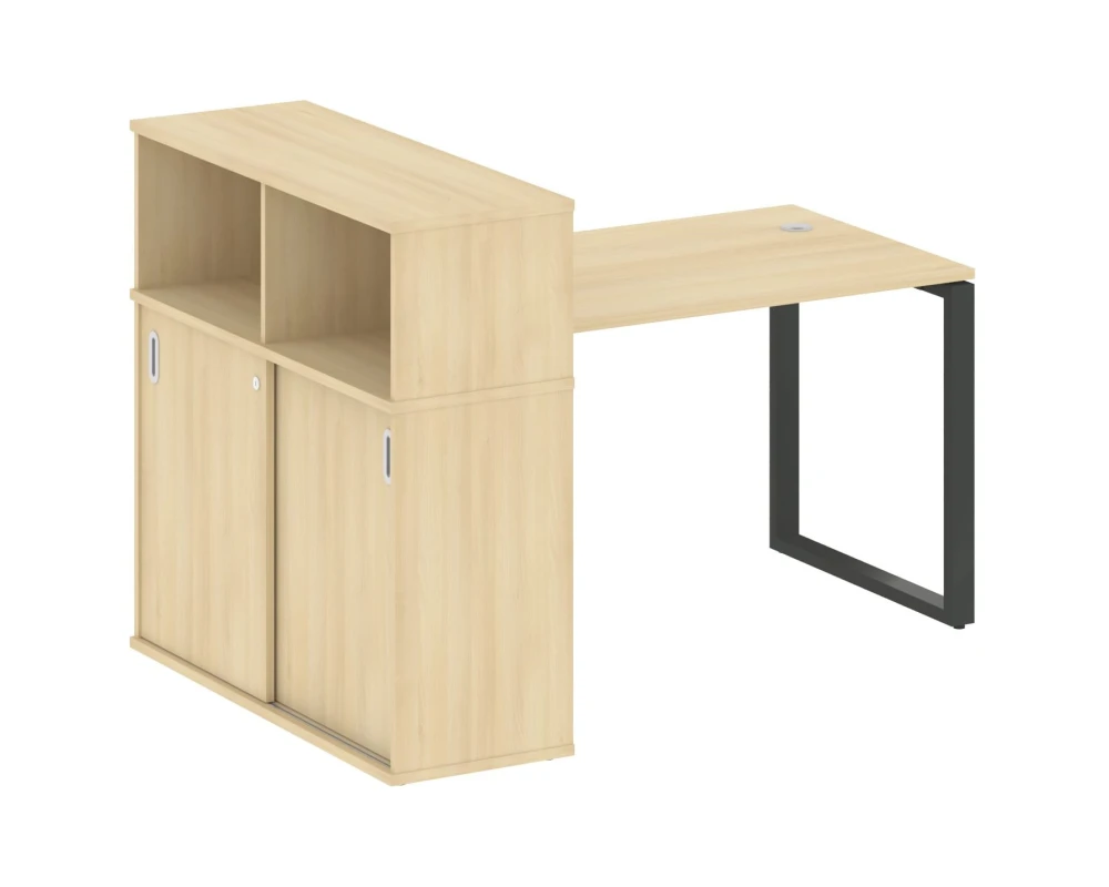 Стол письменный на О-образном м/к с опорным шкафом-купе 161x112x109,8 Метал Систем / Metal System