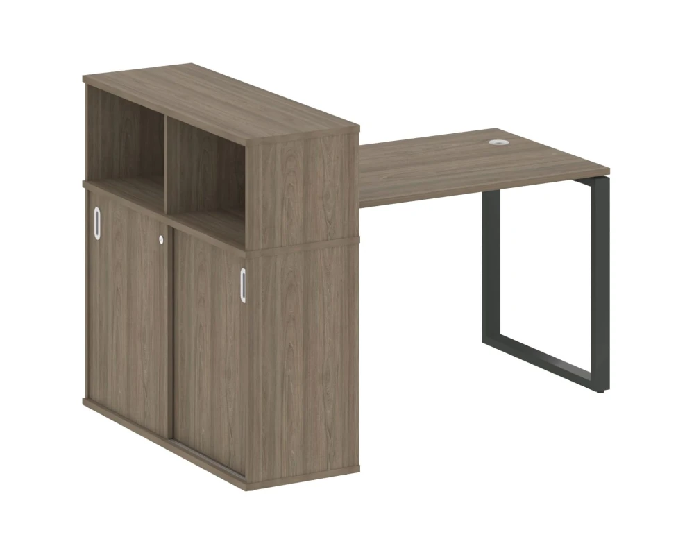 Стол письменный на О-образном м/к с опорным шкафом-купе 161x112x109,8 Метал Систем / Metal System