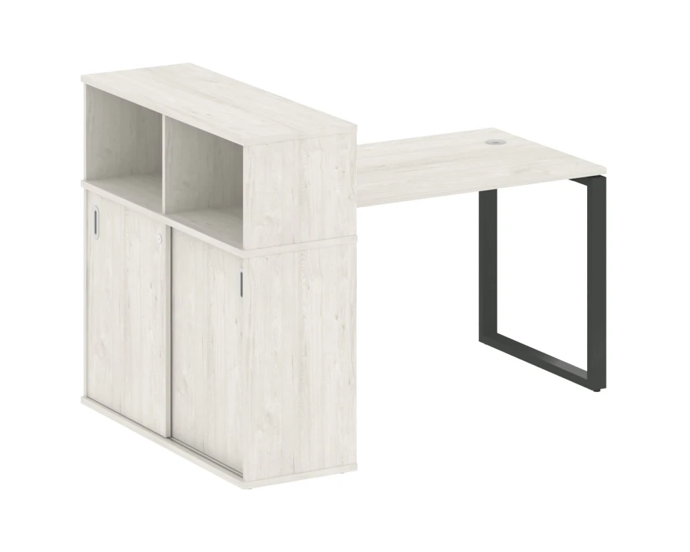 Стол письменный на О-образном м/к с опорным шкафом-купе 161x112x109,8 Метал Систем / Metal System