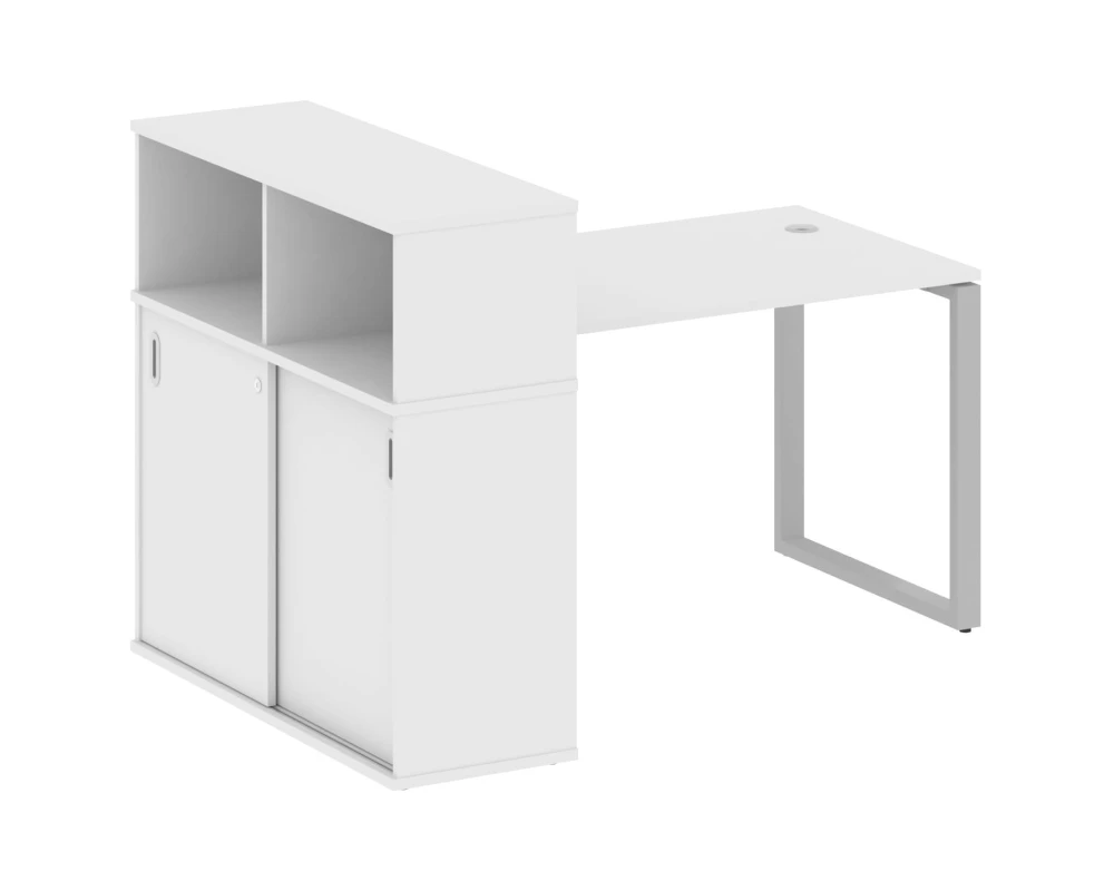 Стол письменный на О-образном м/к с опорным шкафом-купе 161x112x109,8 Метал Систем / Metal System