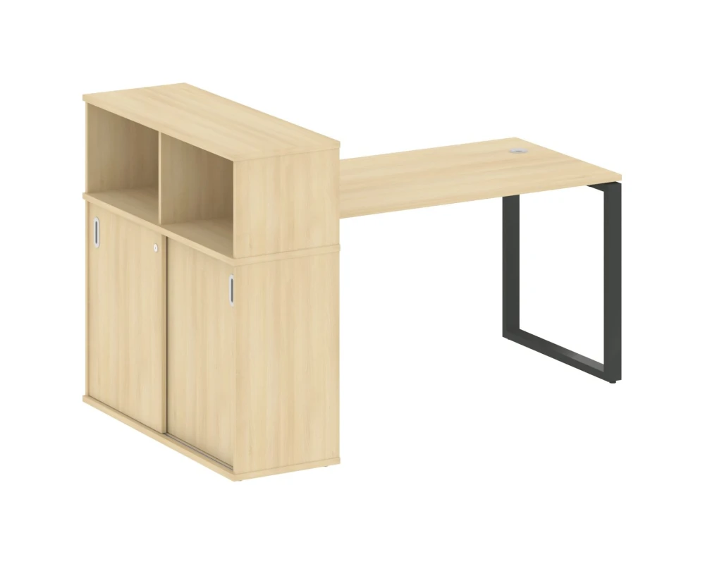 Стол письменный на О-образном м/к с опорным шкафом-купе 181x112x109,8 Метал Систем / Metal System