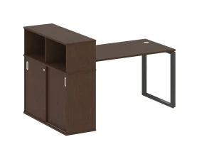 Стол письменный на О-образном м/к с опорным шкафом-купе 181x112x109,8 Метал Систем / Metal System images