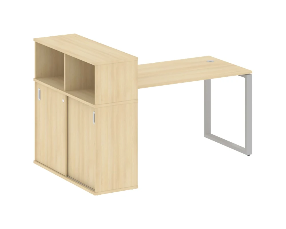 Стол письменный на О-образном м/к с опорным шкафом-купе 181x112x109,8 Метал Систем / Metal System