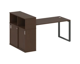 Стол письменный на О-образном м/к с опорным шкафом-купе 201x112x109,8 Метал Систем / Metal System images