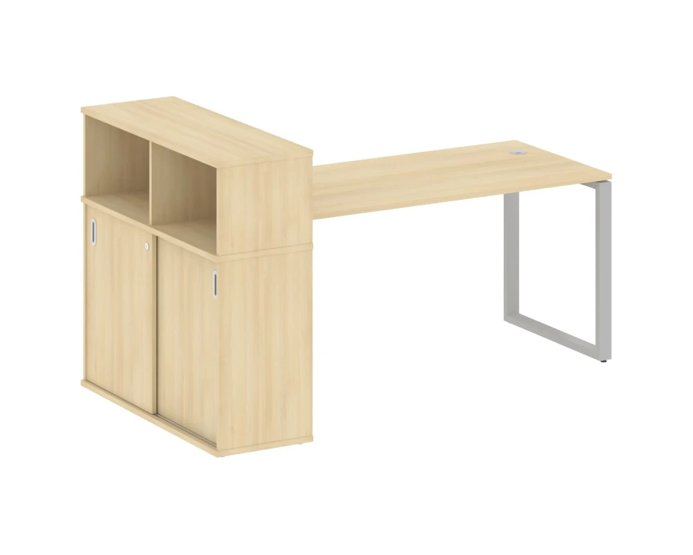 Стол письменный на О-образном м/к с опорным шкафом-купе 201x112x109,8 Метал Систем / Metal System