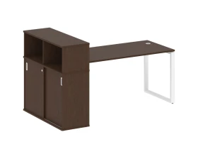 Стол письменный на О-образном м/к с опорным шкафом-купе 201x112x109,8 Метал Систем / Metal System images