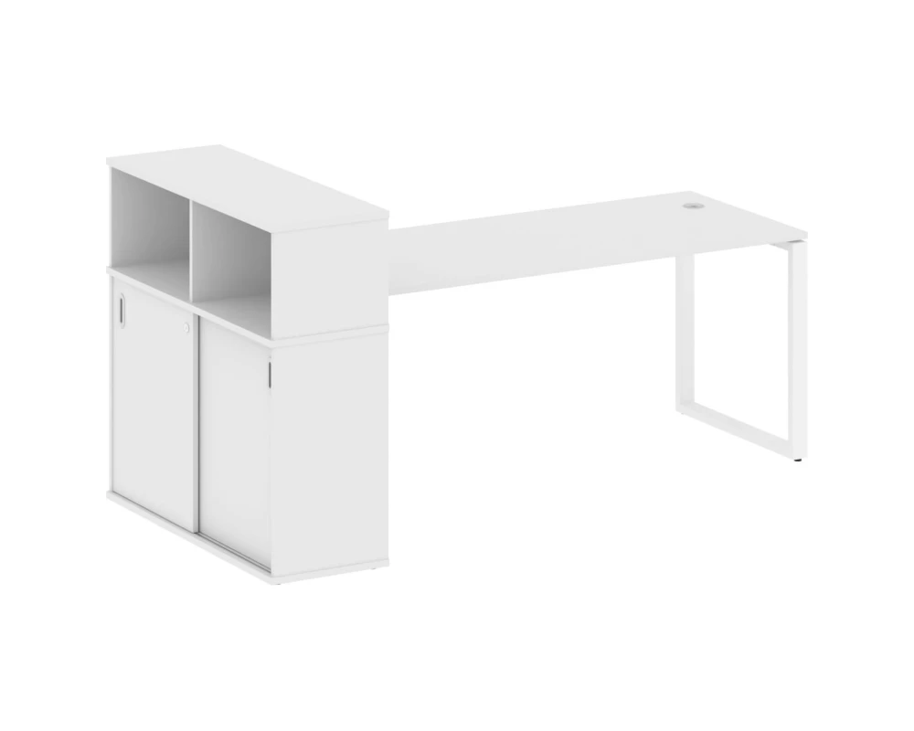 Стол письменный на О-образном м/к с опорным шкафом-купе 221x112x109,8 Метал Систем / Metal System