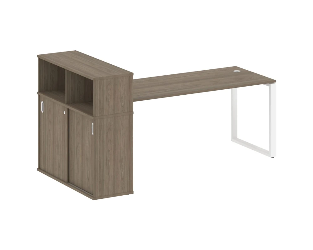 Стол письменный на О-образном м/к с опорным шкафом-купе 221x112x109,8 Метал Систем / Metal System