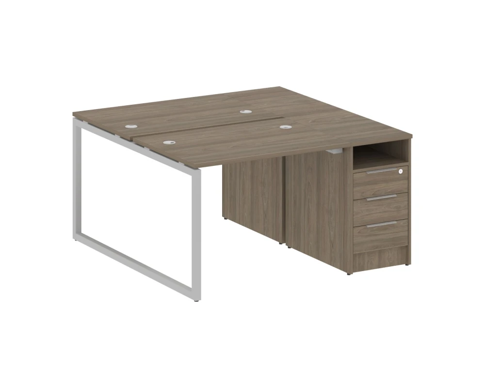 Рабочая станция с тумбой на О-образном м/к 1412x1475x750 Метал Систем Куатро 4х4 / Metal System Quattro 4x4