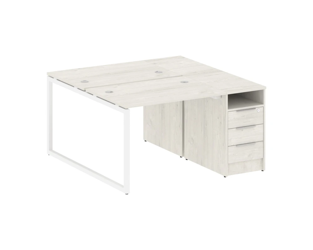 Рабочая станция с тумбой на О-образном м/к 1412x1475x750 Метал Систем Куатро 4х4 / Metal System Quattro 4x4