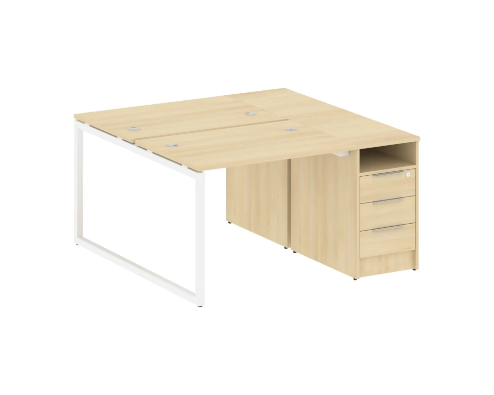 Рабочая станция с тумбой на О-образном м/к 1412x1475x750 Метал Систем Куатро 4х4 / Metal System Quattro 4x4