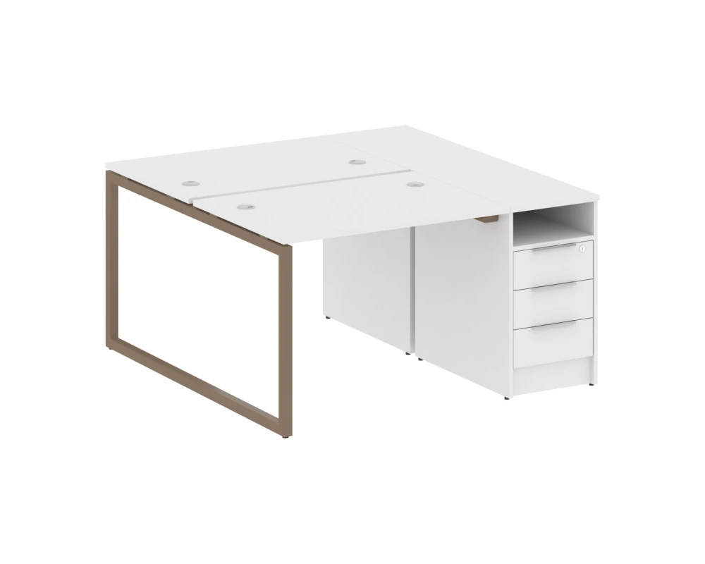 Рабочая станция с тумбой на О-образном м/к 1412x1475x750 Метал Систем Куатро 4х4 / Metal System Quattro 4x4