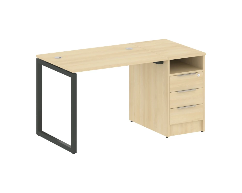 Рабочая станция с тумбой на О-образном м/к 1412x720x750 Метал Систем Куатро 4х4 / Metal System Quattro 4x4