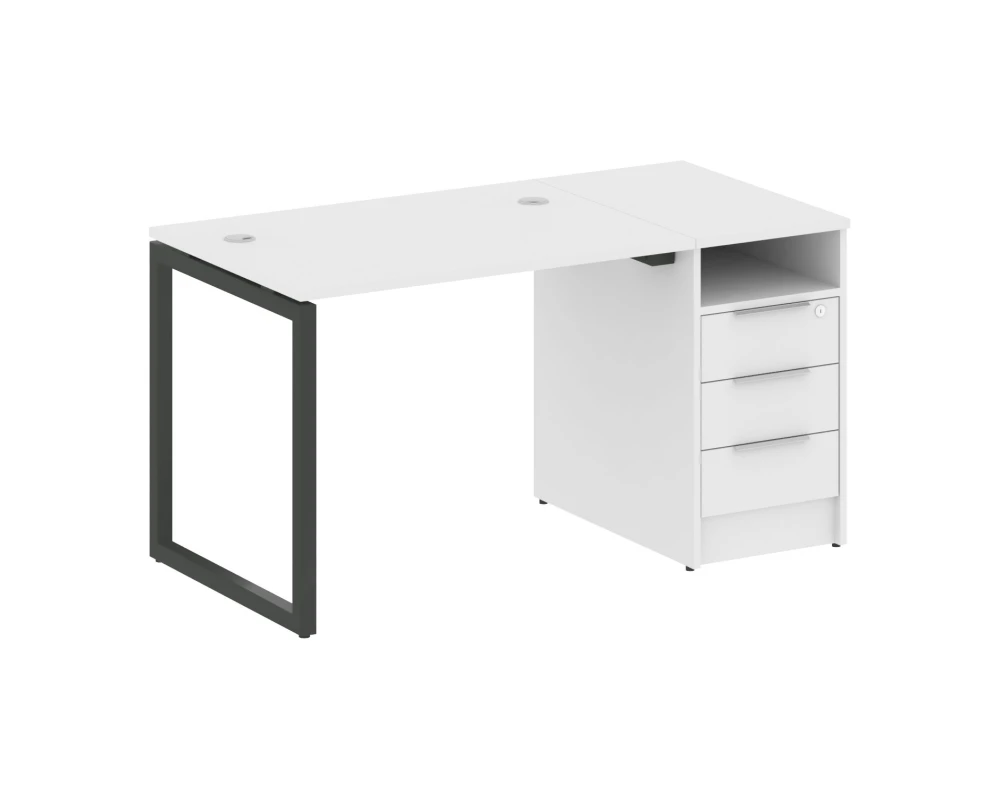 Рабочая станция с тумбой на О-образном м/к 1412x720x750 Метал Систем Куатро 4х4 / Metal System Quattro 4x4