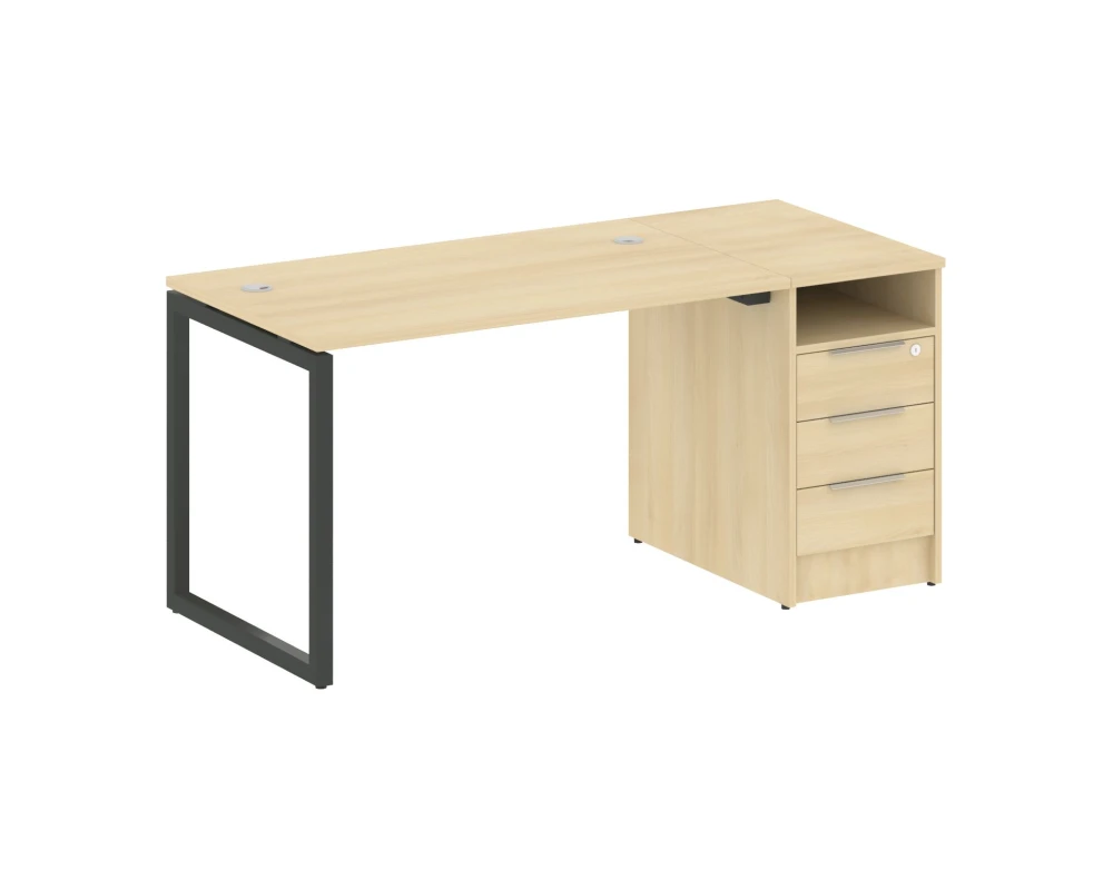 Рабочая станция с тумбой на О-образном м/к 1612x720x750 Метал Систем Куатро 4х4 / Metal System Quattro 4x4