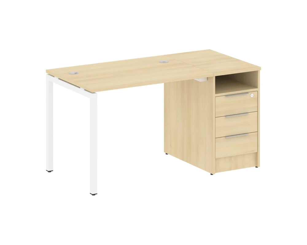 Рабочая станция с тумбой на П-образном м/к 1412x720x750 Метал Систем Куатро 4х4 / Metal System Quattro 4x4