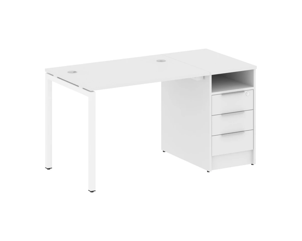 Рабочая станция с тумбой на П-образном м/к 1412x720x750 Метал Систем Куатро 4х4 / Metal System Quattro 4x4