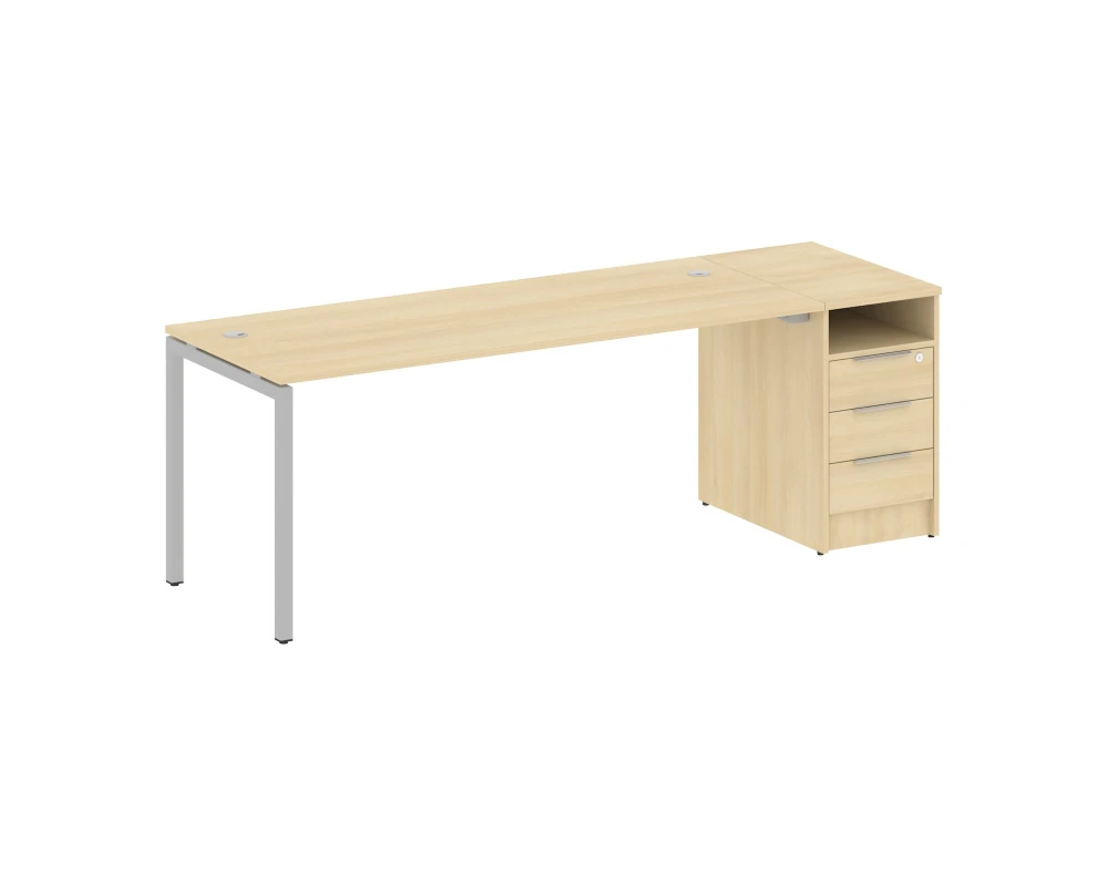 Рабочая станция с тумбой на П-образном м/к 2212x720x750 Метал Систем Куатро 4х4 / Metal System Quattro 4x4