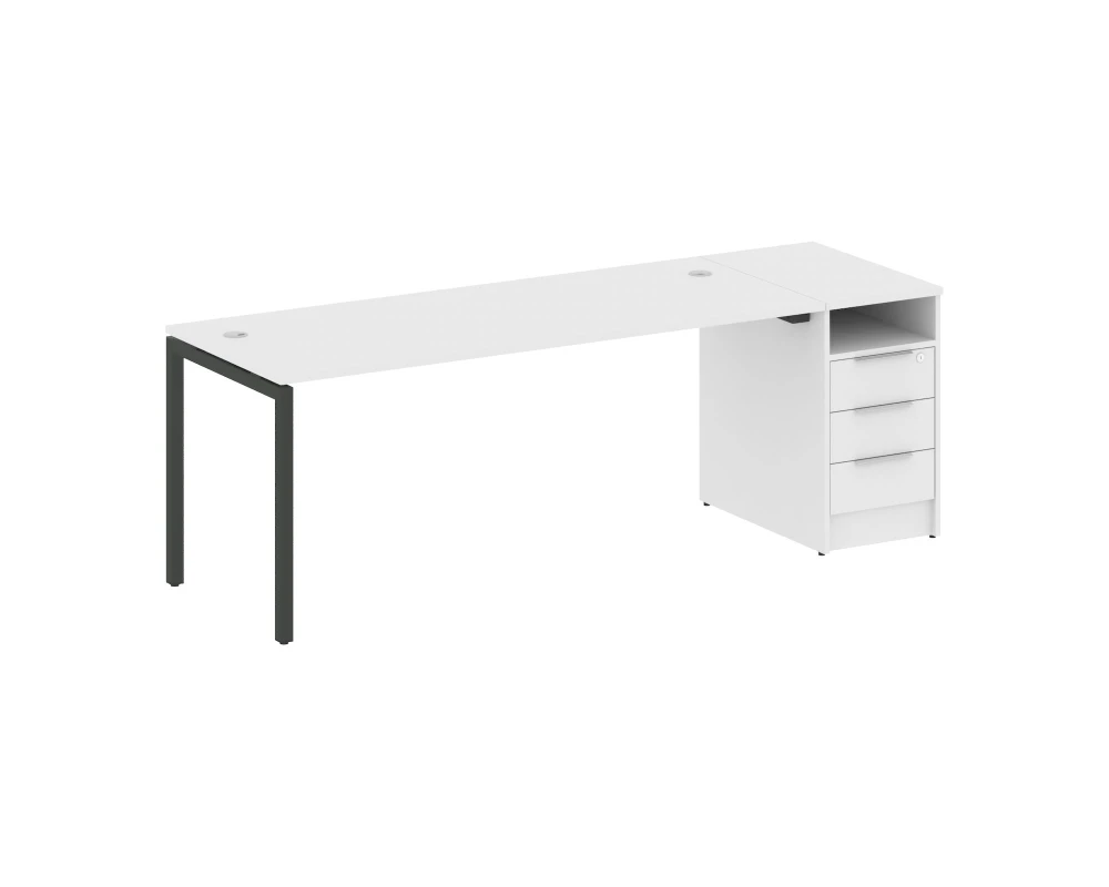 Рабочая станция с тумбой на П-образном м/к 2212x720x750 Метал Систем Куатро 4х4 / Metal System Quattro 4x4