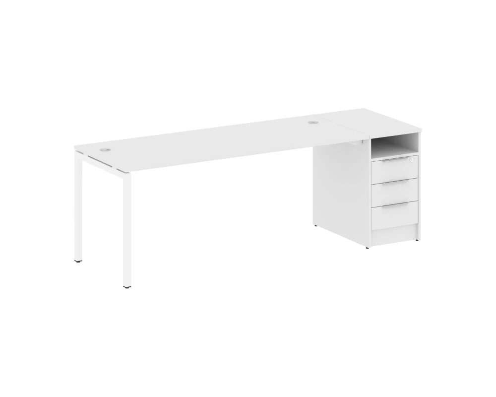 Рабочая станция с тумбой на П-образном м/к 2212x720x750 Метал Систем Куатро 4х4 / Metal System Quattro 4x4