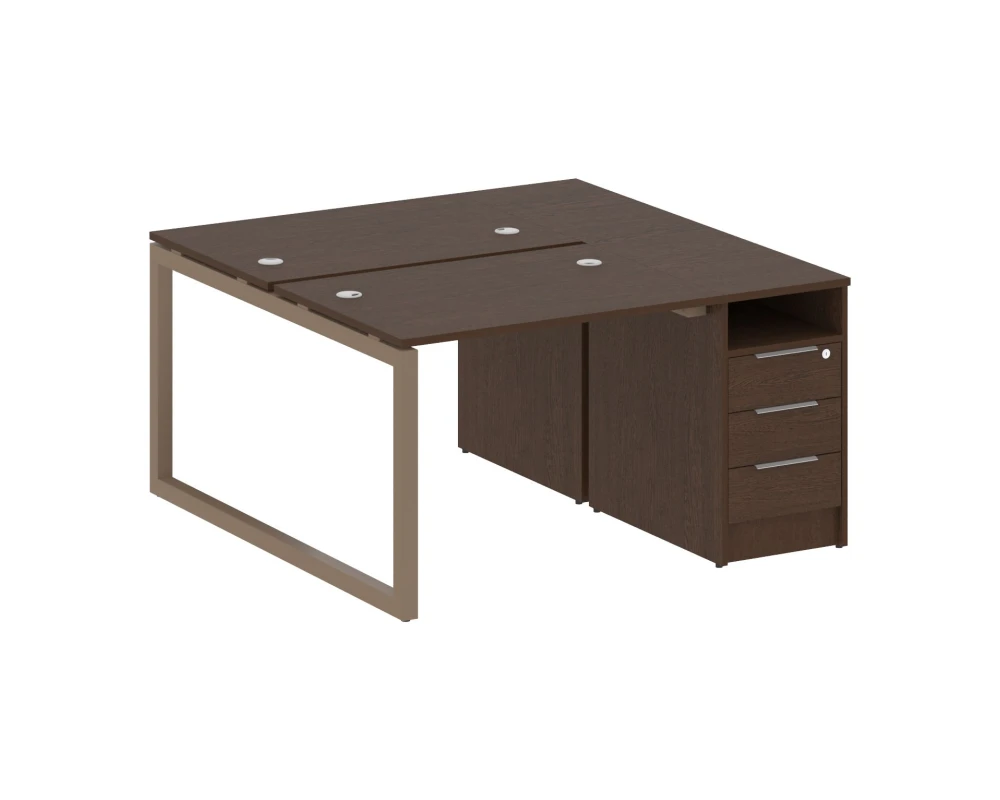 Рабочая станция с тумбой на О-образном м/к 1412x1475x750 Метал Систем Куатро 5x5 / Metal System Quattro 5x5