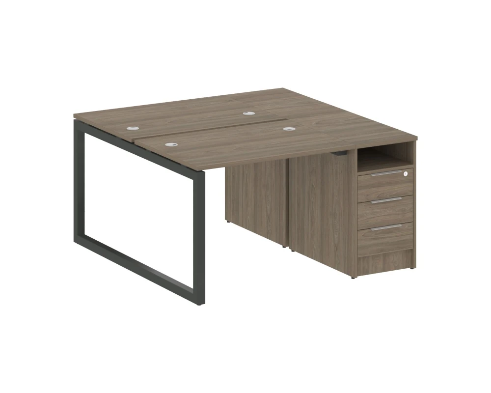 Рабочая станция с тумбой на О-образном м/к 1412x1475x750 Метал Систем Куатро 5x5 / Metal System Quattro 5x5