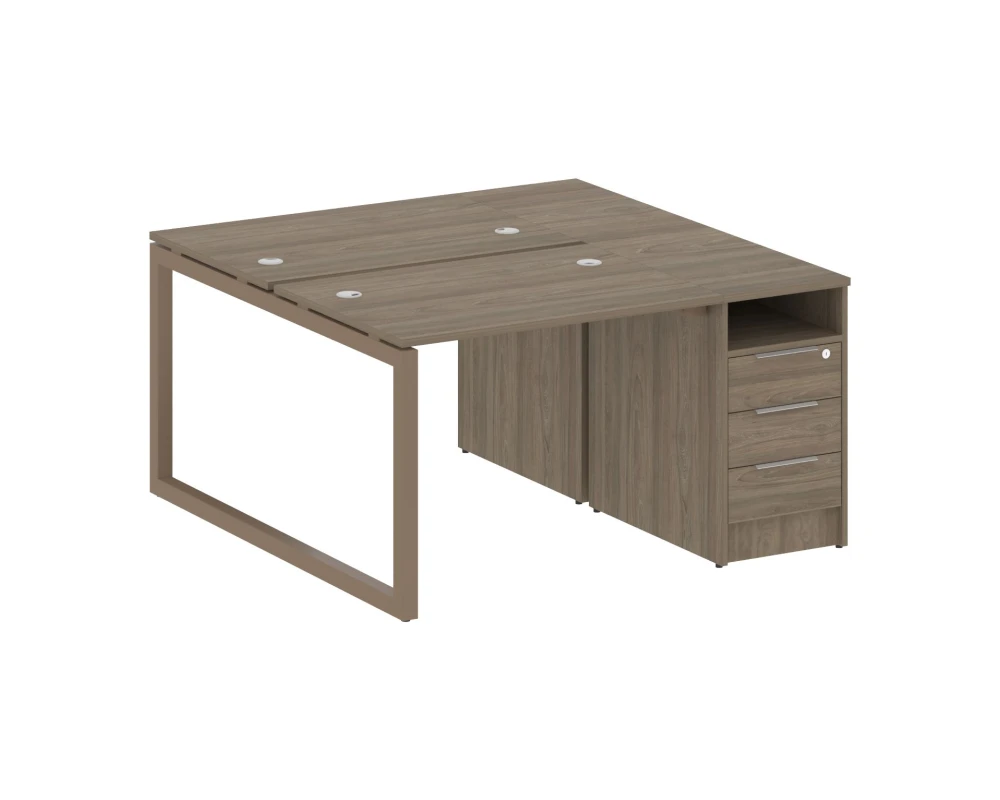 Рабочая станция с тумбой на О-образном м/к 1412x1475x750 Метал Систем Куатро 5x5 / Metal System Quattro 5x5