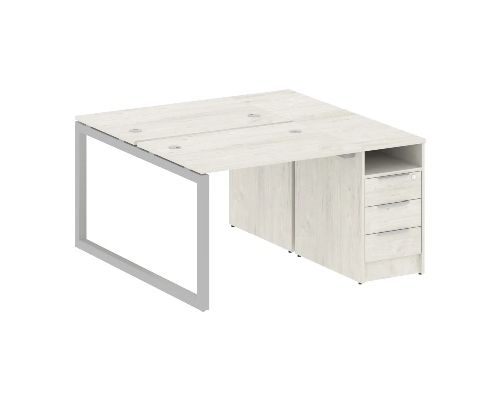 Рабочая станция с тумбой на О-образном м/к 1412x1475x750 Метал Систем Куатро 5x5 / Metal System Quattro 5x5