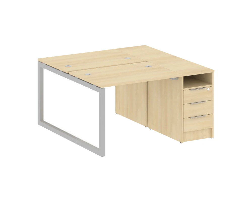 Рабочая станция с тумбой на О-образном м/к 1412x1475x750 Метал Систем Куатро 5x5 / Metal System Quattro 5x5