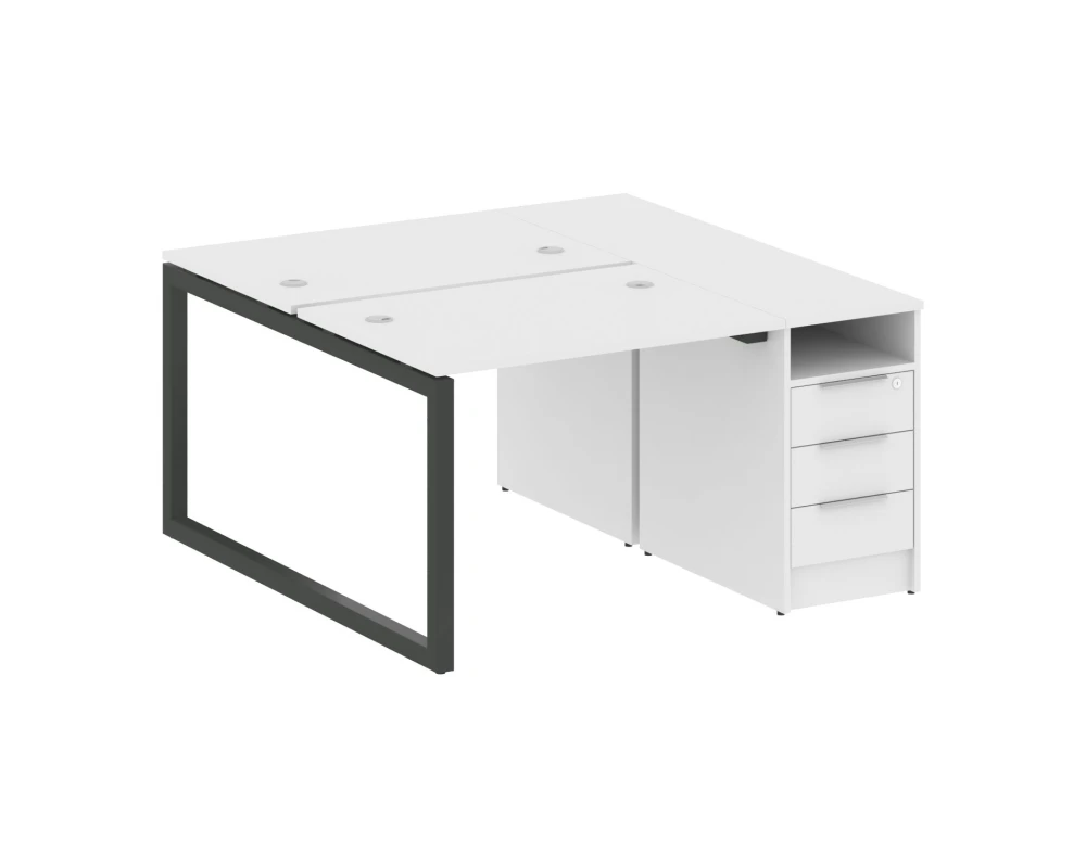 Рабочая станция с тумбой на О-образном м/к 1412x1475x750 Метал Систем Куатро 5x5 / Metal System Quattro 5x5