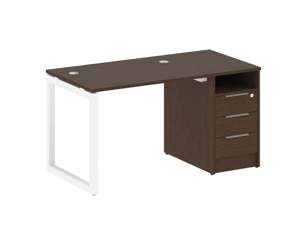 Рабочая станция с тумбой на О-образном м/к 1412x720x750 Метал Систем Куатро 5x5 / Metal System Quattro 5x5