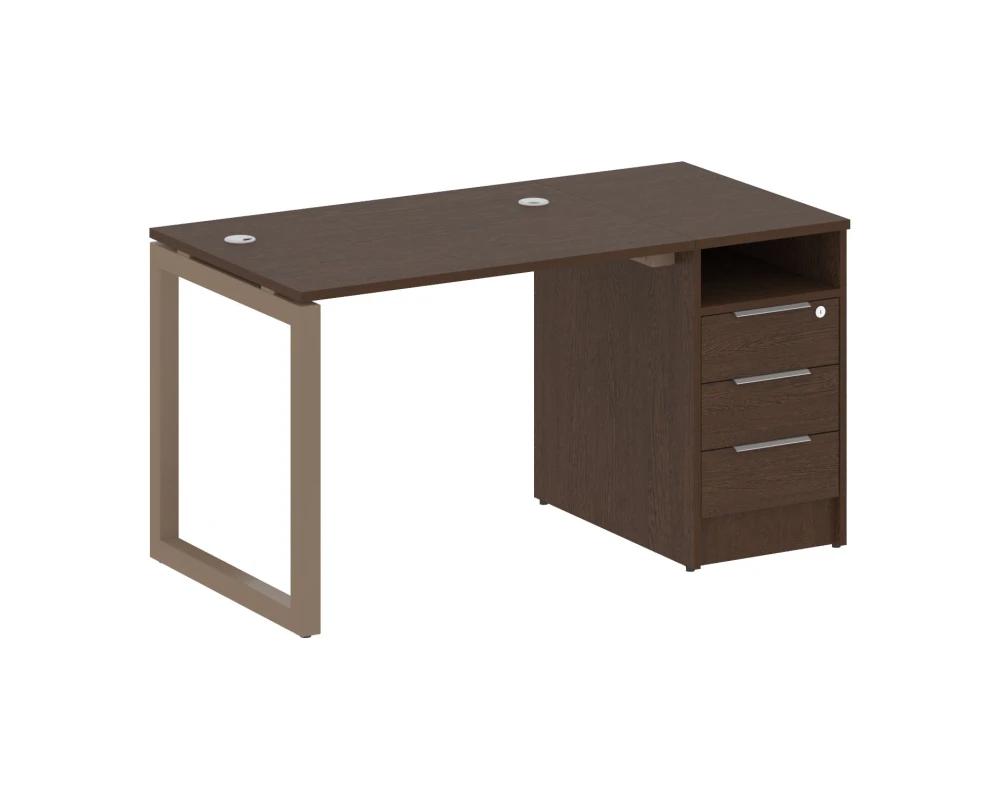 Рабочая станция с тумбой на О-образном м/к 1412x720x750 Метал Систем Куатро 5x5 / Metal System Quattro 5x5