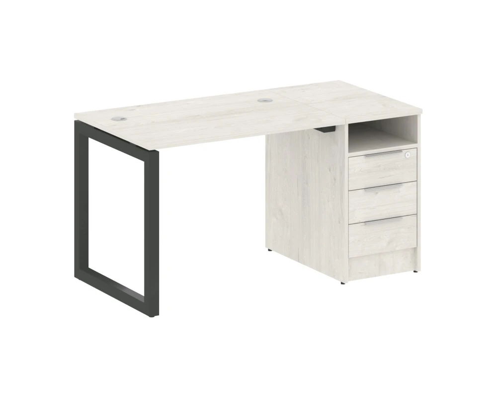 Рабочая станция с тумбой на О-образном м/к 1412x720x750 Метал Систем Куатро 5x5 / Metal System Quattro 5x5