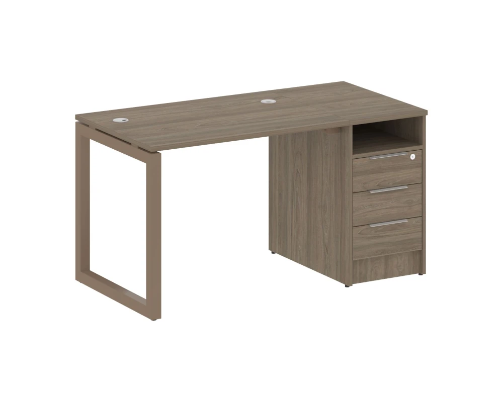 Рабочая станция с тумбой на О-образном м/к 1412x720x750 Метал Систем Куатро 5x5 / Metal System Quattro 5x5