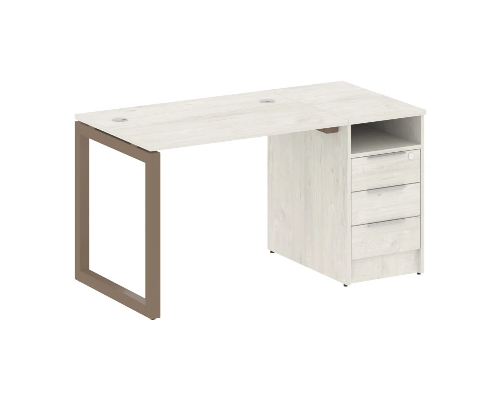 Рабочая станция с тумбой на О-образном м/к 1412x720x750 Метал Систем Куатро 5x5 / Metal System Quattro 5x5