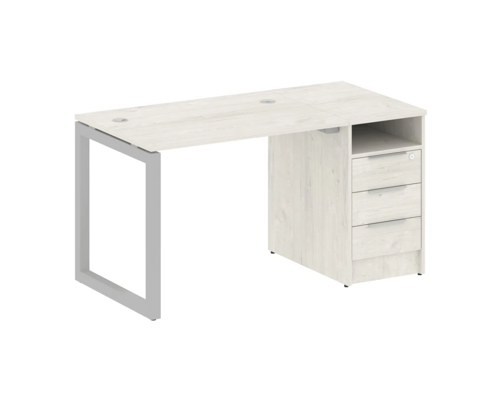 Рабочая станция с тумбой на О-образном м/к 1412x720x750 Метал Систем Куатро 5x5 / Metal System Quattro 5x5