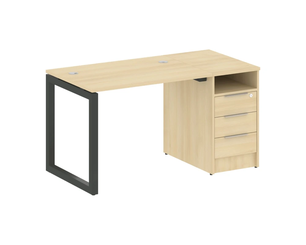 Рабочая станция с тумбой на О-образном м/к 1412x720x750 Метал Систем Куатро 5x5 / Metal System Quattro 5x5