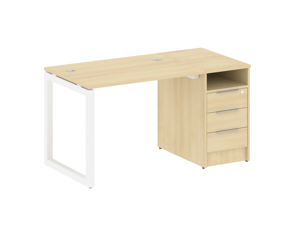 Рабочая станция с тумбой на О-образном м/к 1412x720x750 Метал Систем Куатро 5x5 / Metal System Quattro 5x5