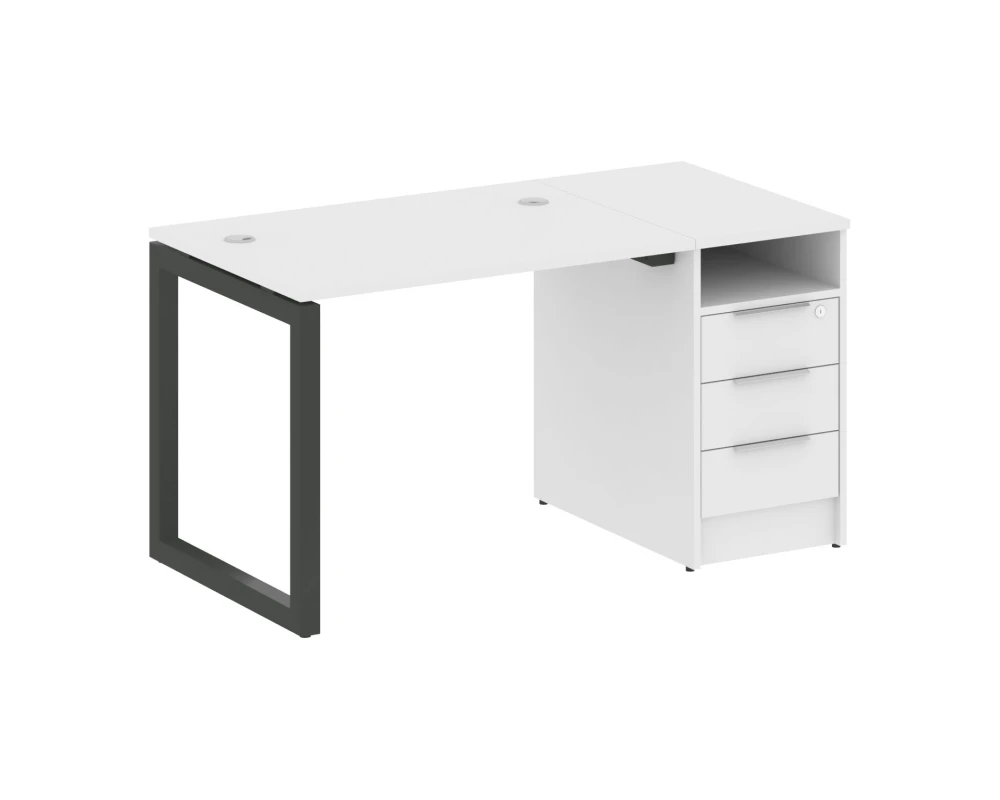 Рабочая станция с тумбой на О-образном м/к 1412x720x750 Метал Систем Куатро 5x5 / Metal System Quattro 5x5