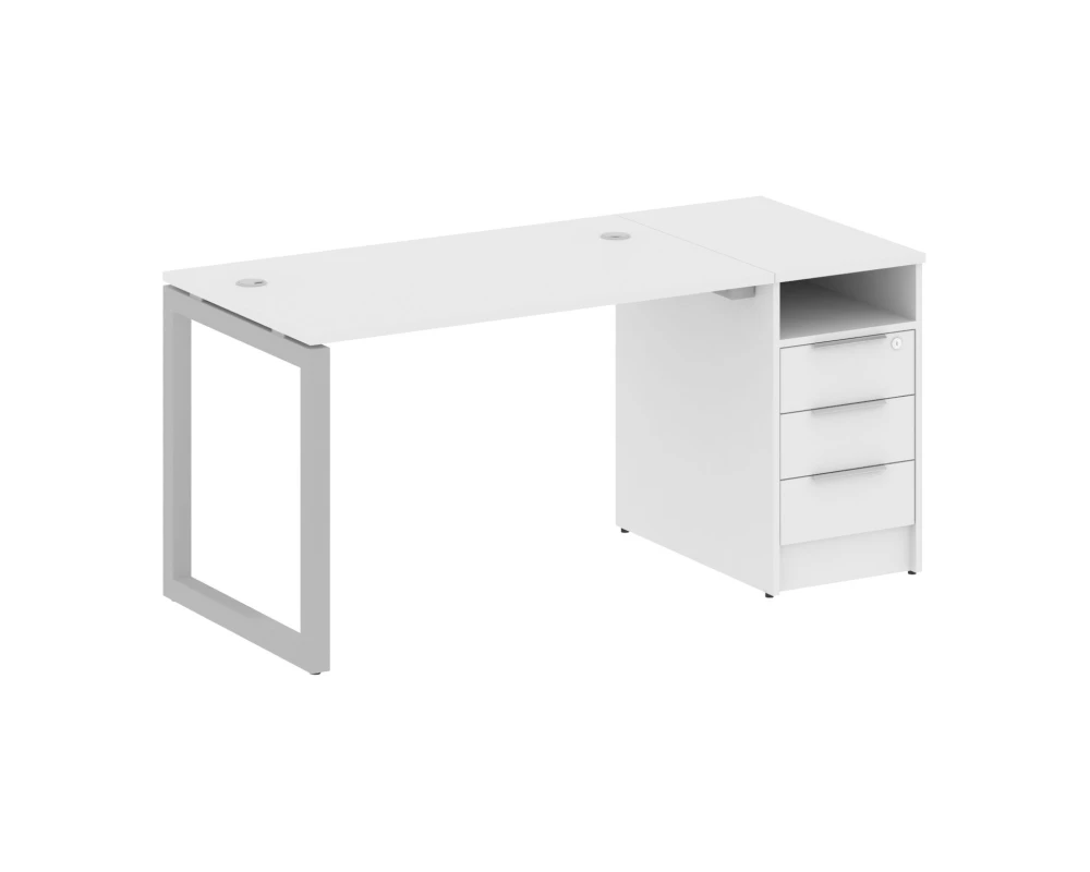 Рабочая станция с тумбой на О-образном м/к 1612x720x750 Метал Систем Куатро 5x5 / Metal System Quattro 5x5