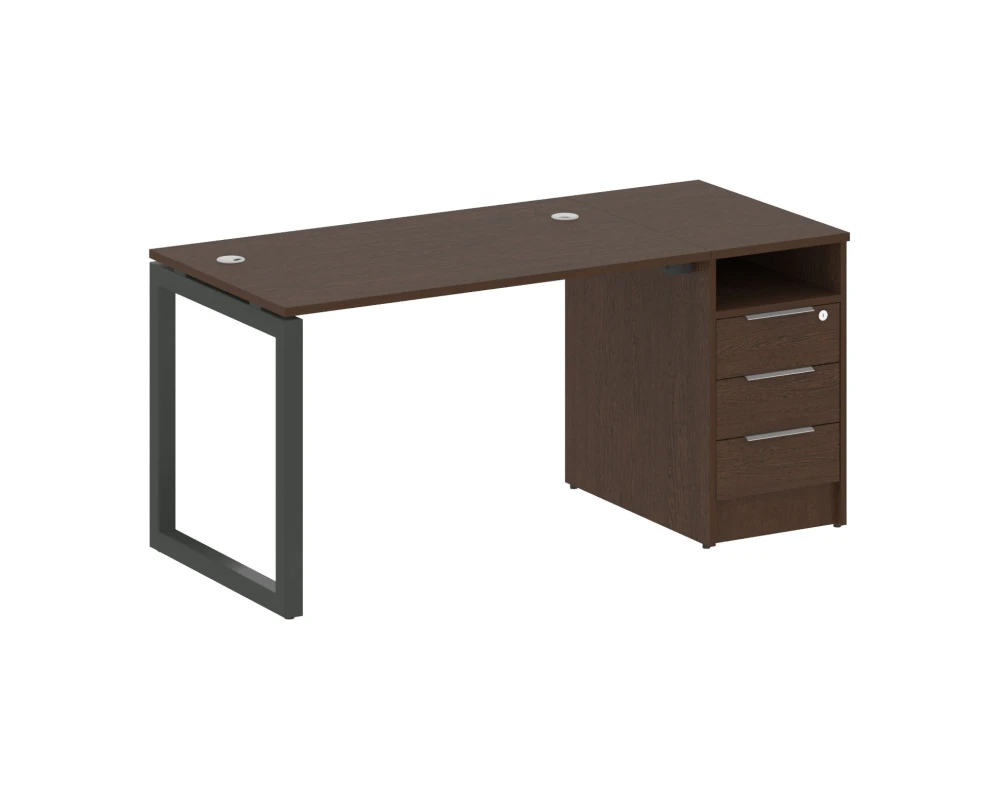 Рабочая станция с тумбой на О-образном м/к 1612x720x750 Метал Систем Куатро 5x5 / Metal System Quattro 5x5