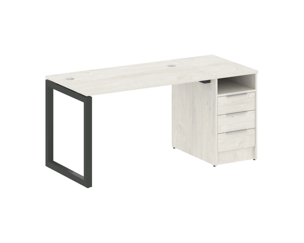 Рабочая станция с тумбой на О-образном м/к 1612x720x750 Метал Систем Куатро 5x5 / Metal System Quattro 5x5