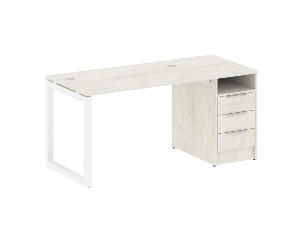 Рабочая станция с тумбой на О-образном м/к 1612x720x750 Метал Систем Куатро 5x5 / Metal System Quattro 5x5