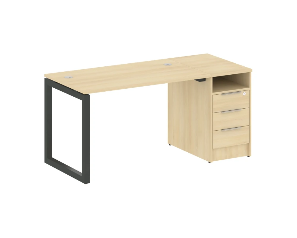 Рабочая станция с тумбой на О-образном м/к 1612x720x750 Метал Систем Куатро 5x5 / Metal System Quattro 5x5