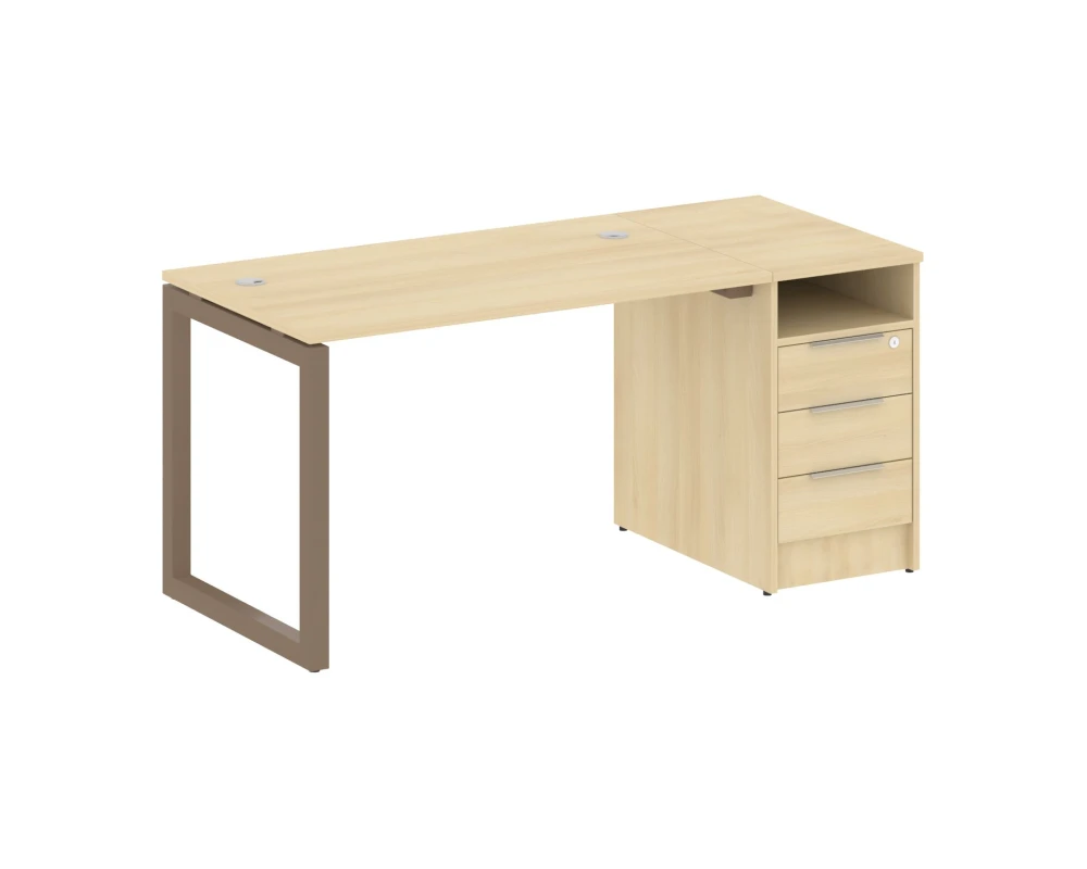 Рабочая станция с тумбой на О-образном м/к 1612x720x750 Метал Систем Куатро 5x5 / Metal System Quattro 5x5