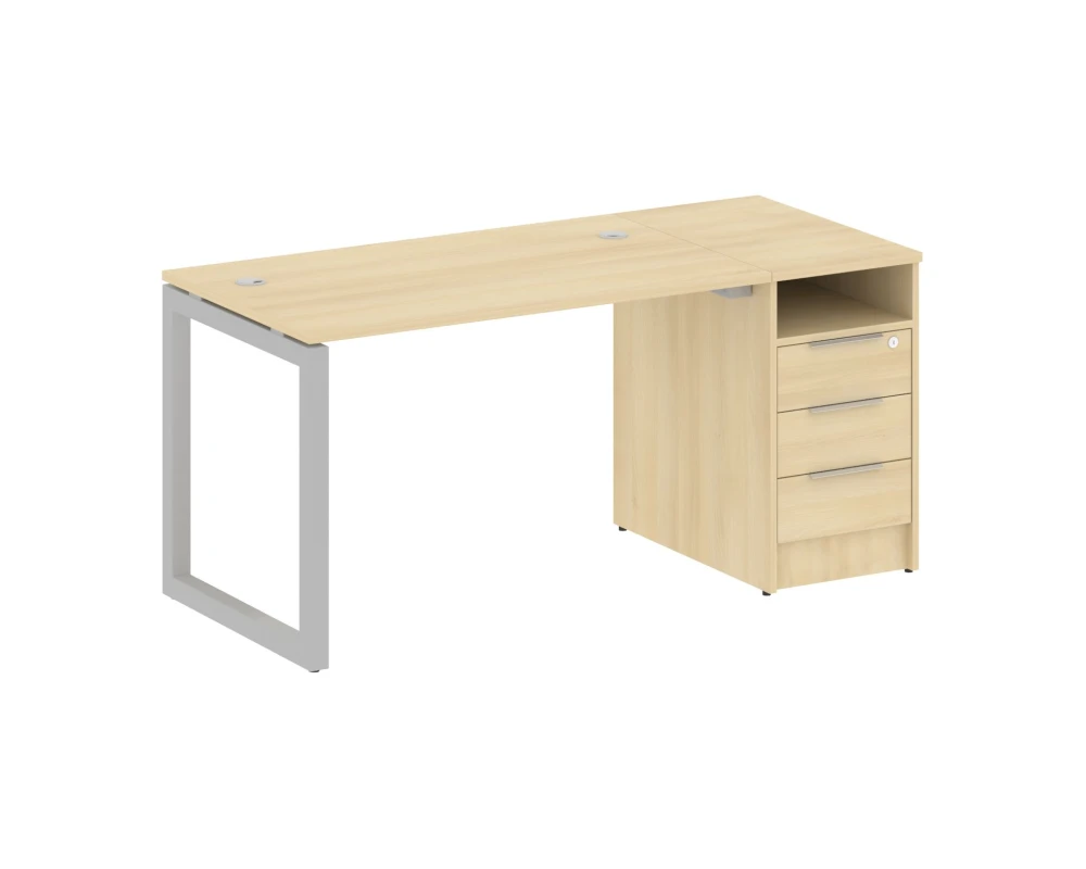 Рабочая станция с тумбой на О-образном м/к 1612x720x750 Метал Систем Куатро 5x5 / Metal System Quattro 5x5