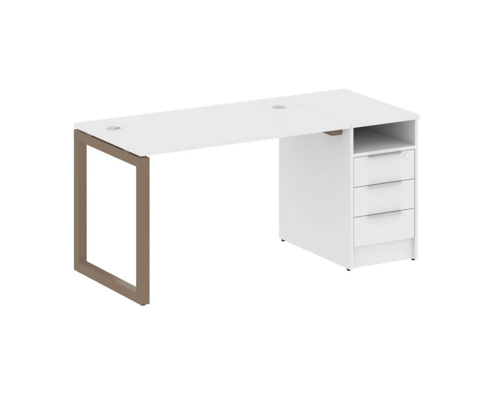 Рабочая станция с тумбой на О-образном м/к 1612x720x750 Метал Систем Куатро 5x5 / Metal System Quattro 5x5